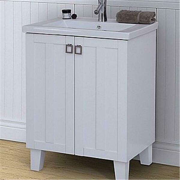 Infurniture Bathroom Vanity With Thick Edge Ceramic Sink, White - 24 In. IN3724-W